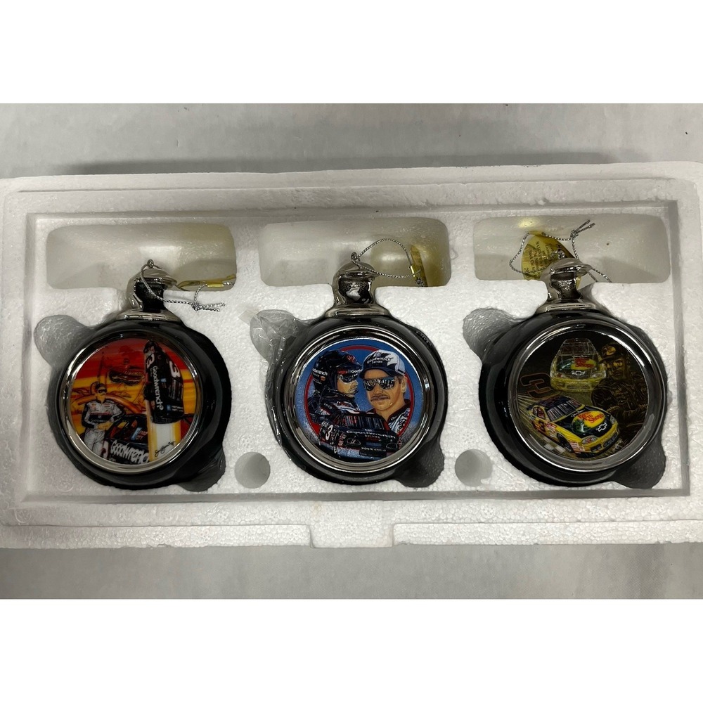 VTG Dale Earnhardt 3 Ornaments Hamilton Collection Man On Mission Hooked Up